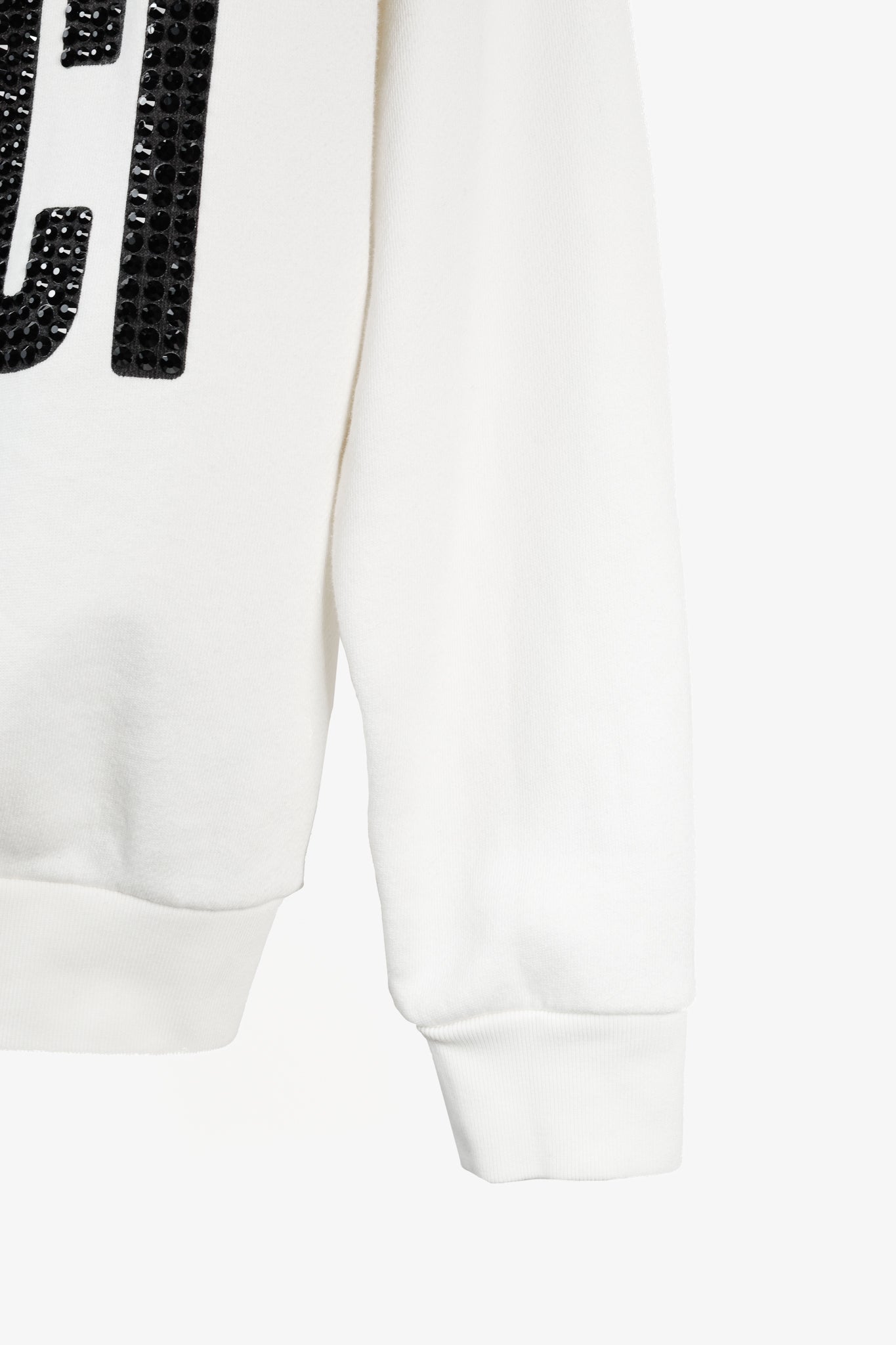 Gucci 1921 White Cotton French-Terry Crystal-Logo Sweatshirt