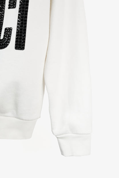 Gucci 1921 White Cotton French-Terry Crystal-Logo Sweatshirt