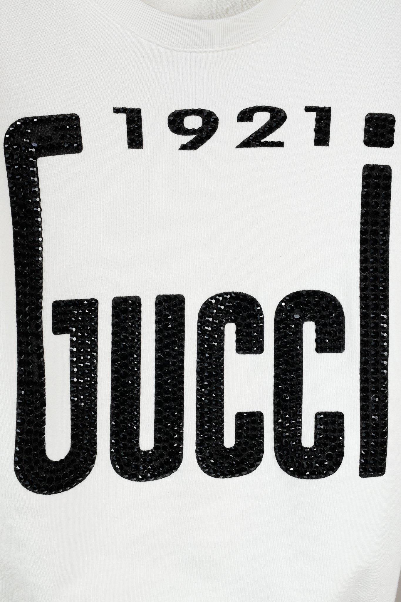 Gucci 1921 White Cotton French-Terry Crystal-Logo Sweatshirt