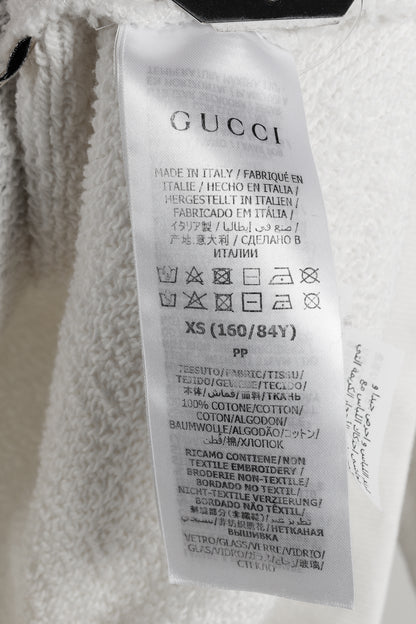 Gucci 1921 White Cotton French-Terry Crystal-Logo Sweatshirt