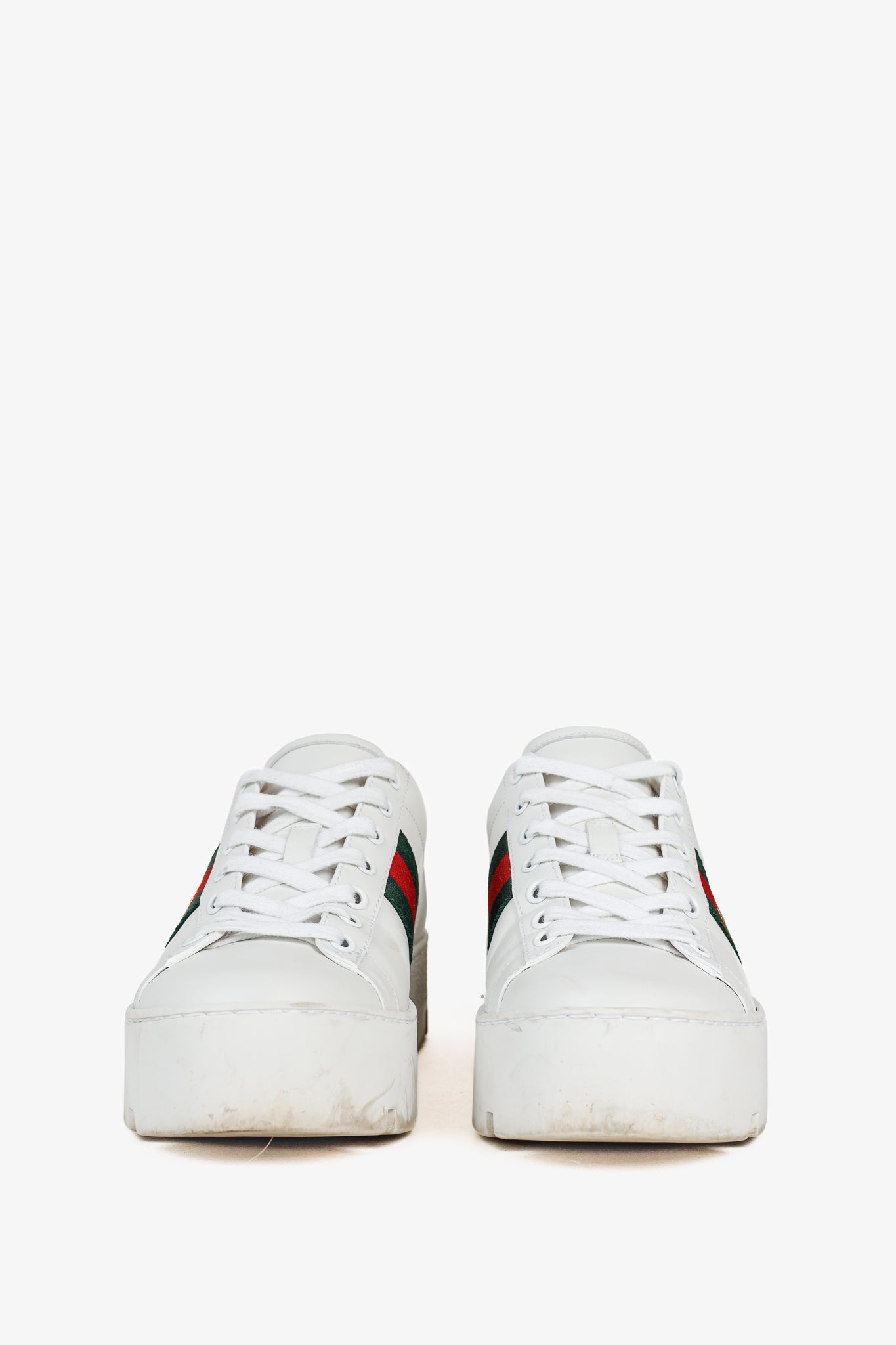 Gucci Ace White Leather Platform Sneakers