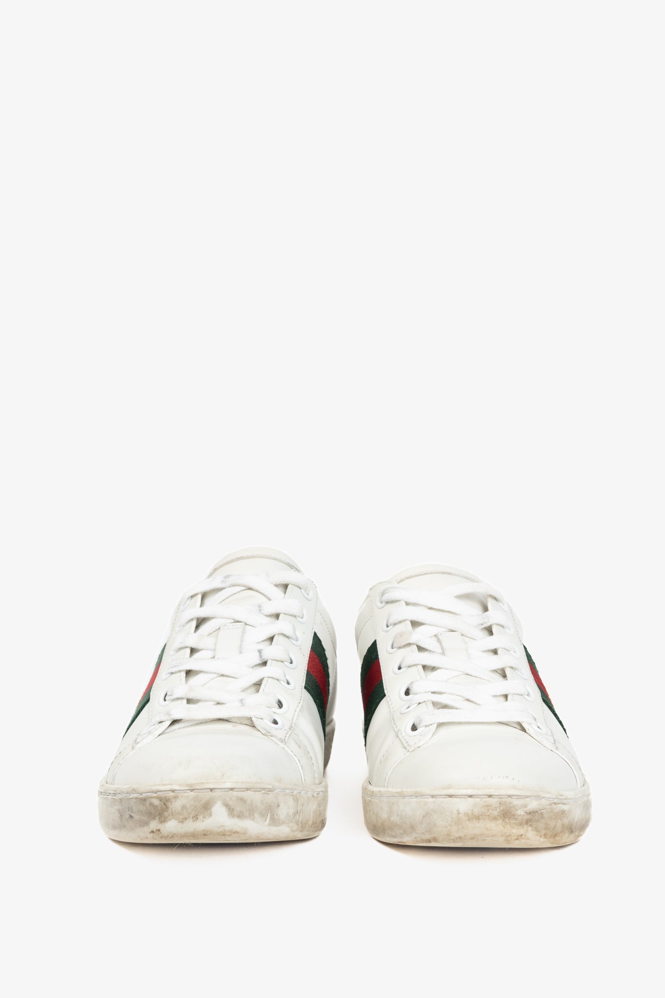 Gucci Ace Bee White Leather Lace-Up Sneakers