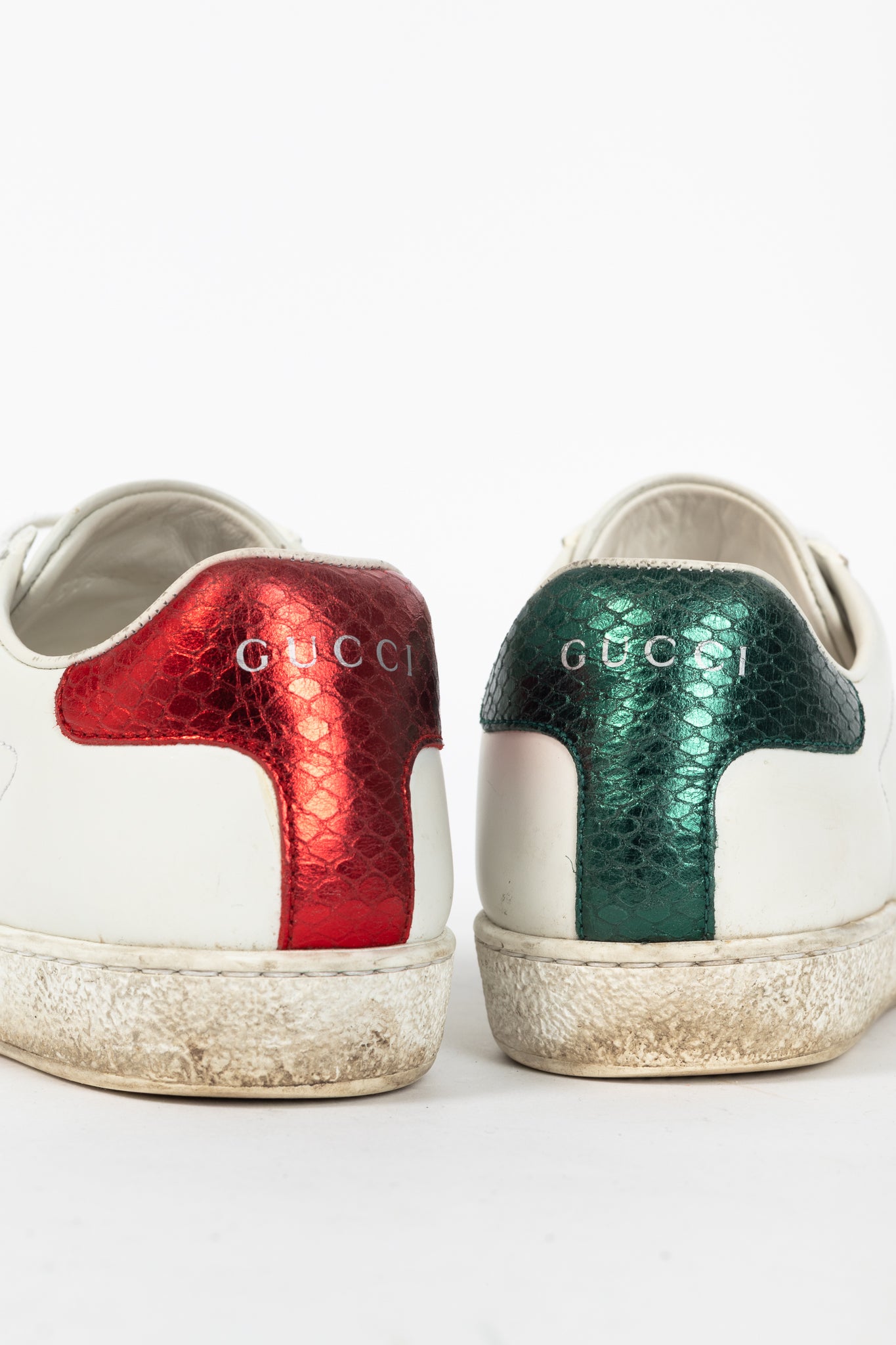 Gucci Ace Bee White Leather Lace-Up Sneakers