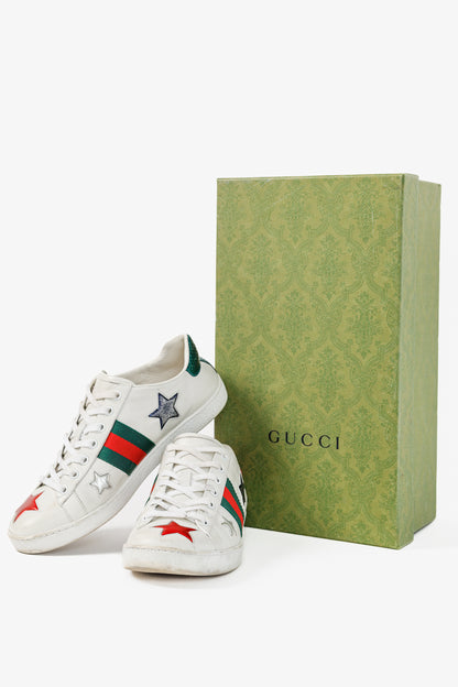 Gucci Ace Stars White Leather Low-Top Sneakers