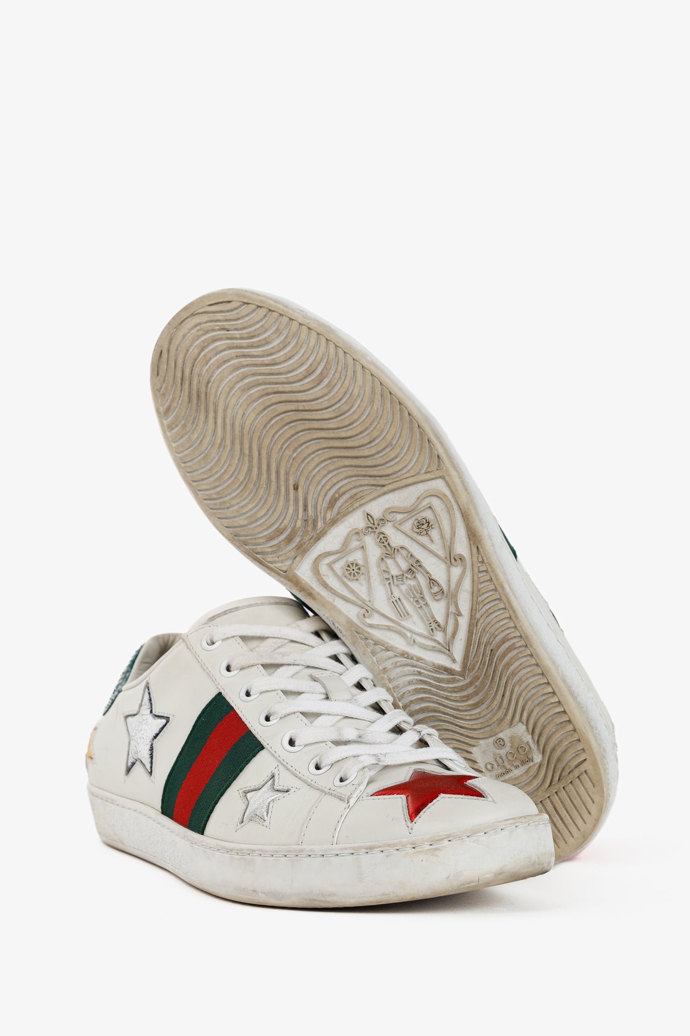 Gucci Ace Stars White Leather Low-Top Sneakers