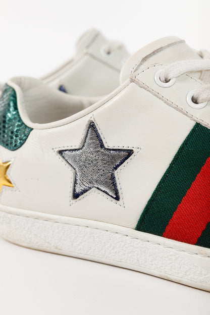 Gucci Ace Stars White Leather Low-Top Sneakers