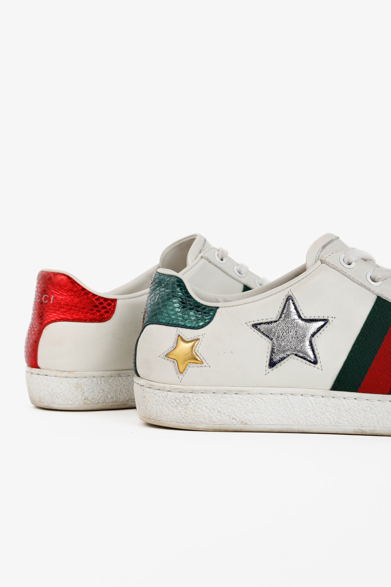 Gucci Ace Stars White Leather Low-Top Sneakers