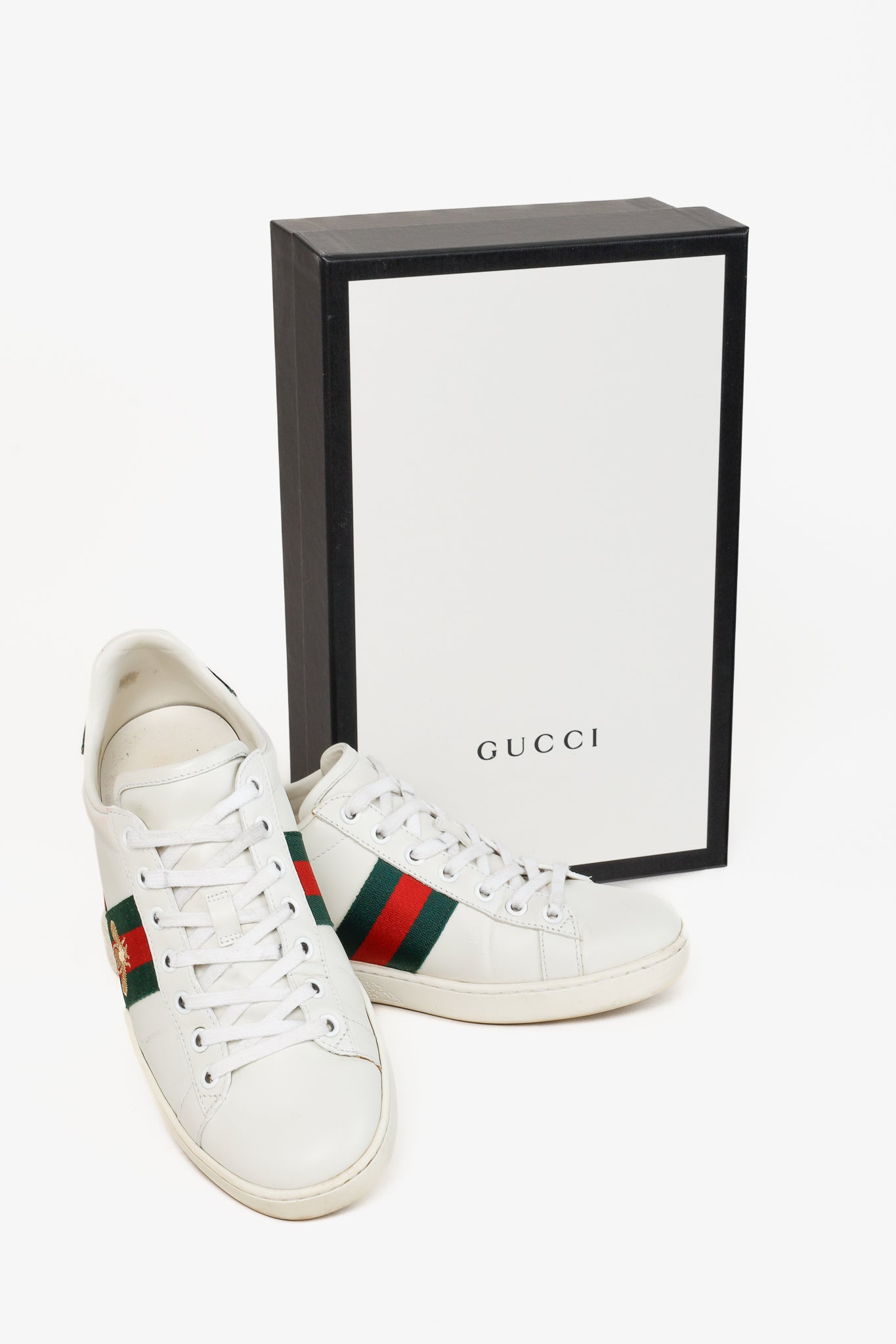 Gucci Ace Bee Womens White Leather Sneaker