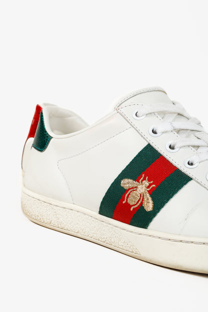 Gucci Ace Bee Womens White Leather Sneaker