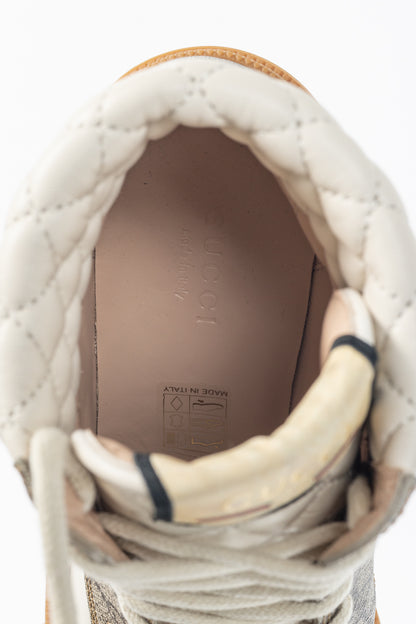 Gucci Beige & Ebony Canvas & Leather Lace-Up GG Ankle Boots