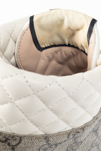 Gucci Beige & Ebony Canvas & Leather Lace-Up GG Ankle Boots