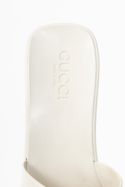 Gucci White Rubber Logo Slide Mule Sandals