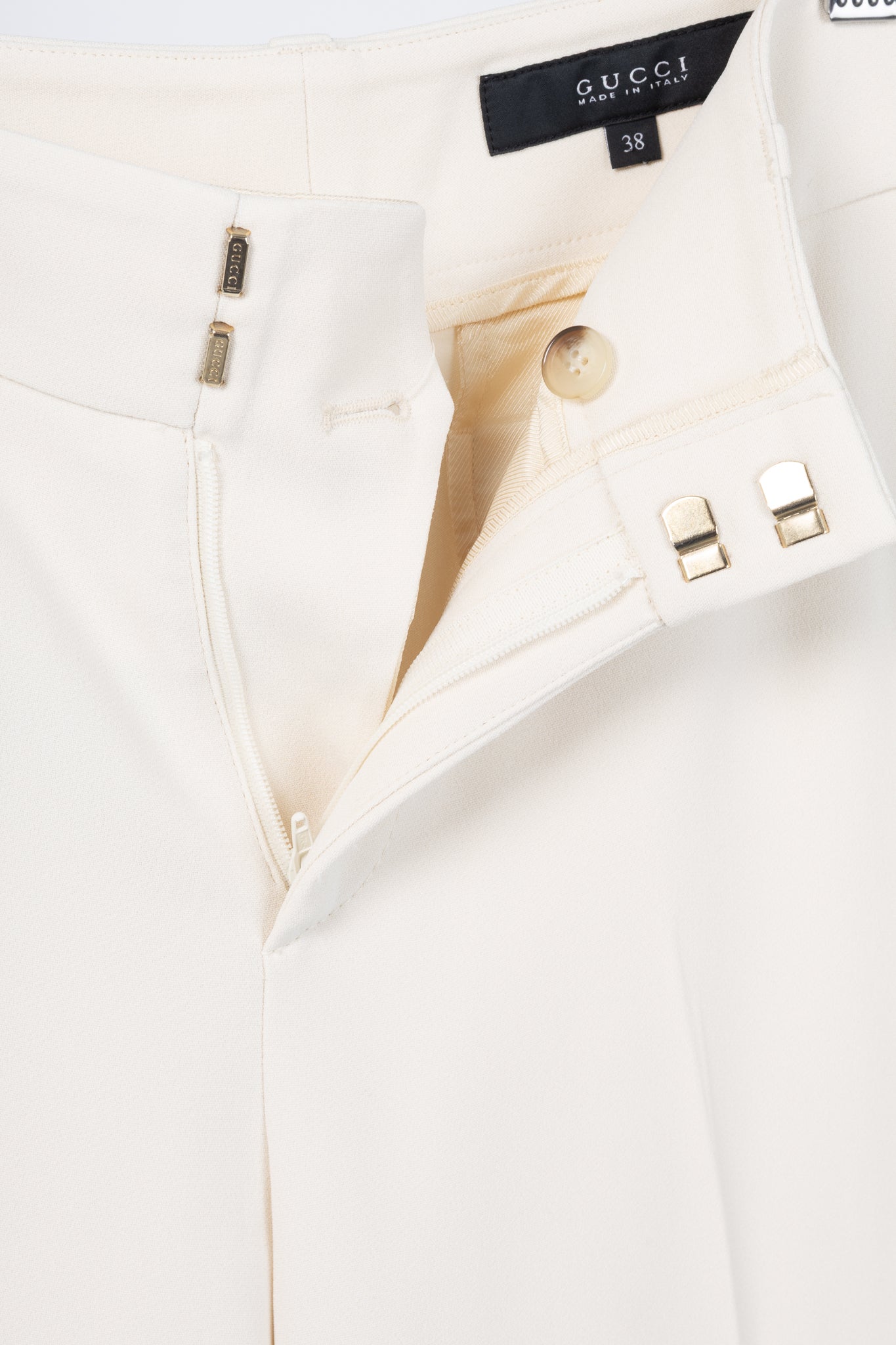 Gucci Cream Crepe Straight-Leg Holiday Trousers
