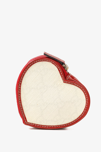 Gucci "Love Gucci" Tattoo Red Patent Leather Heart-Shaped Monogram Coin Purse