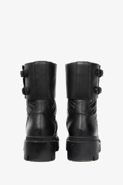Gucci Frances Black GG Matelassé Platform Combat Boots