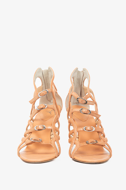 Giuseppe Zanotti Metallic Coral Suede Strappy Sandals