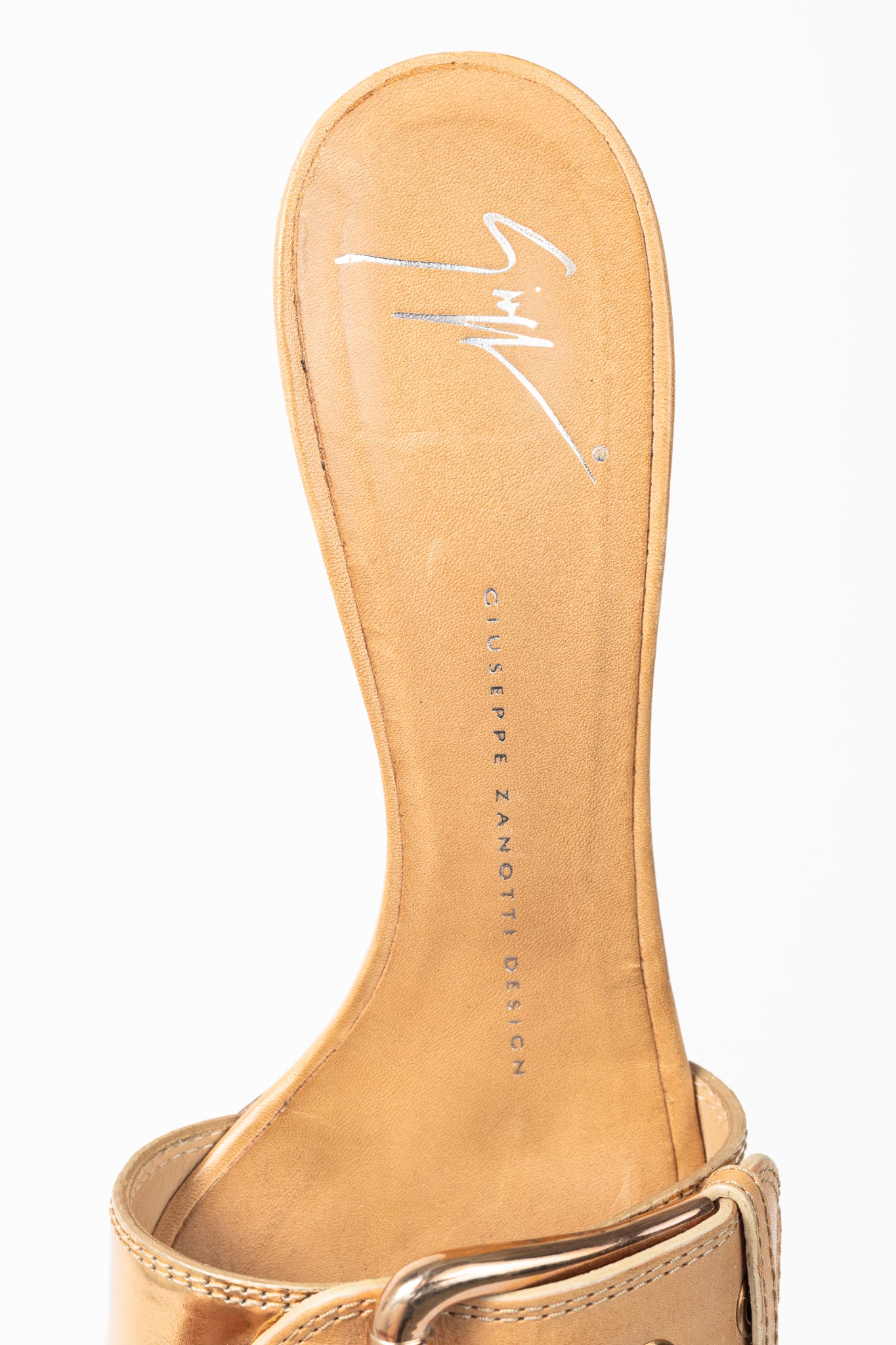 Giuseppe Zanotti Camel Leather Buckled Mule Sandals