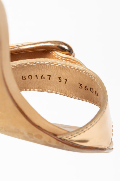 Giuseppe Zanotti Camel Leather Buckled Mule Sandals