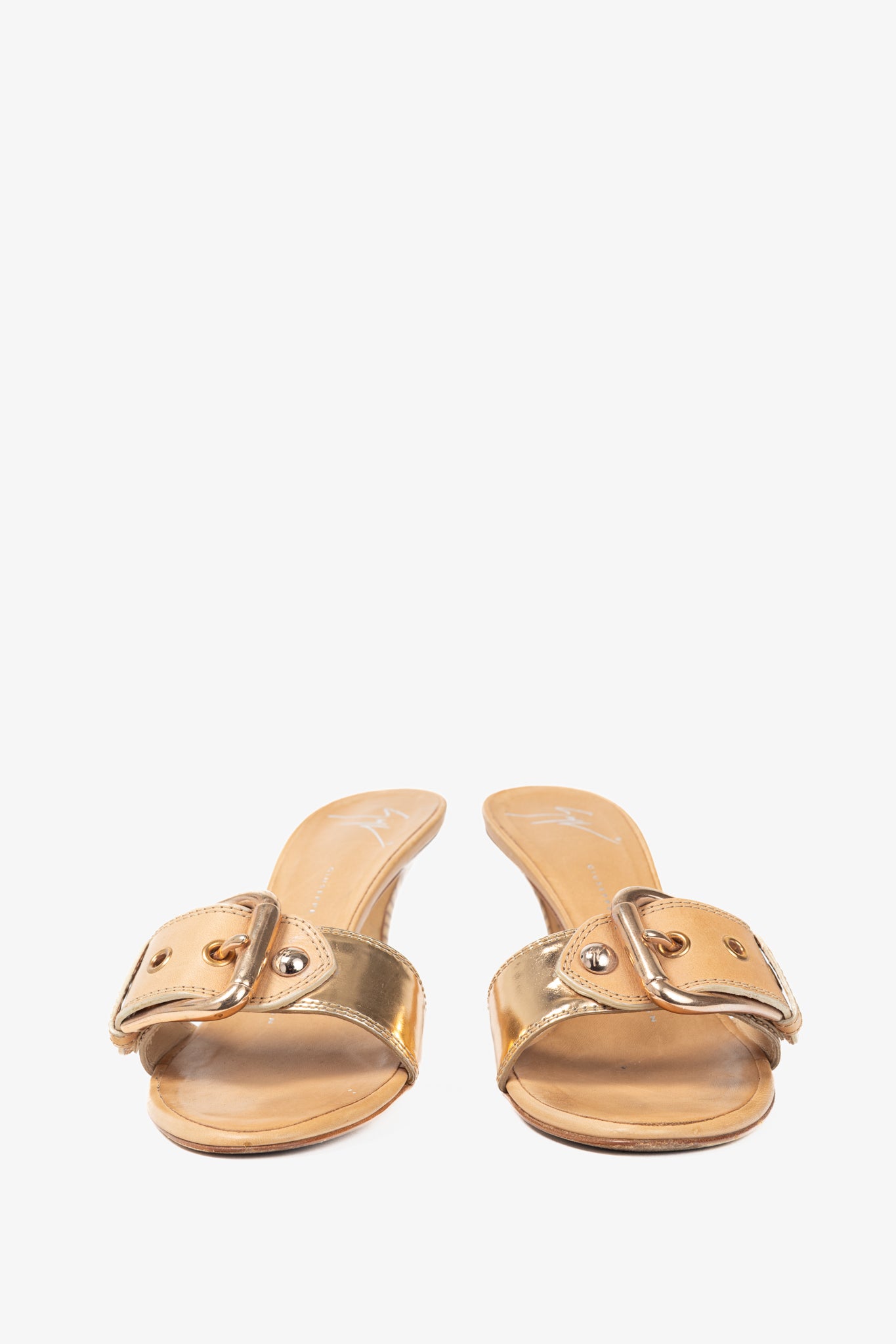 Giuseppe Zanotti Camel Leather Buckled Mule Sandals