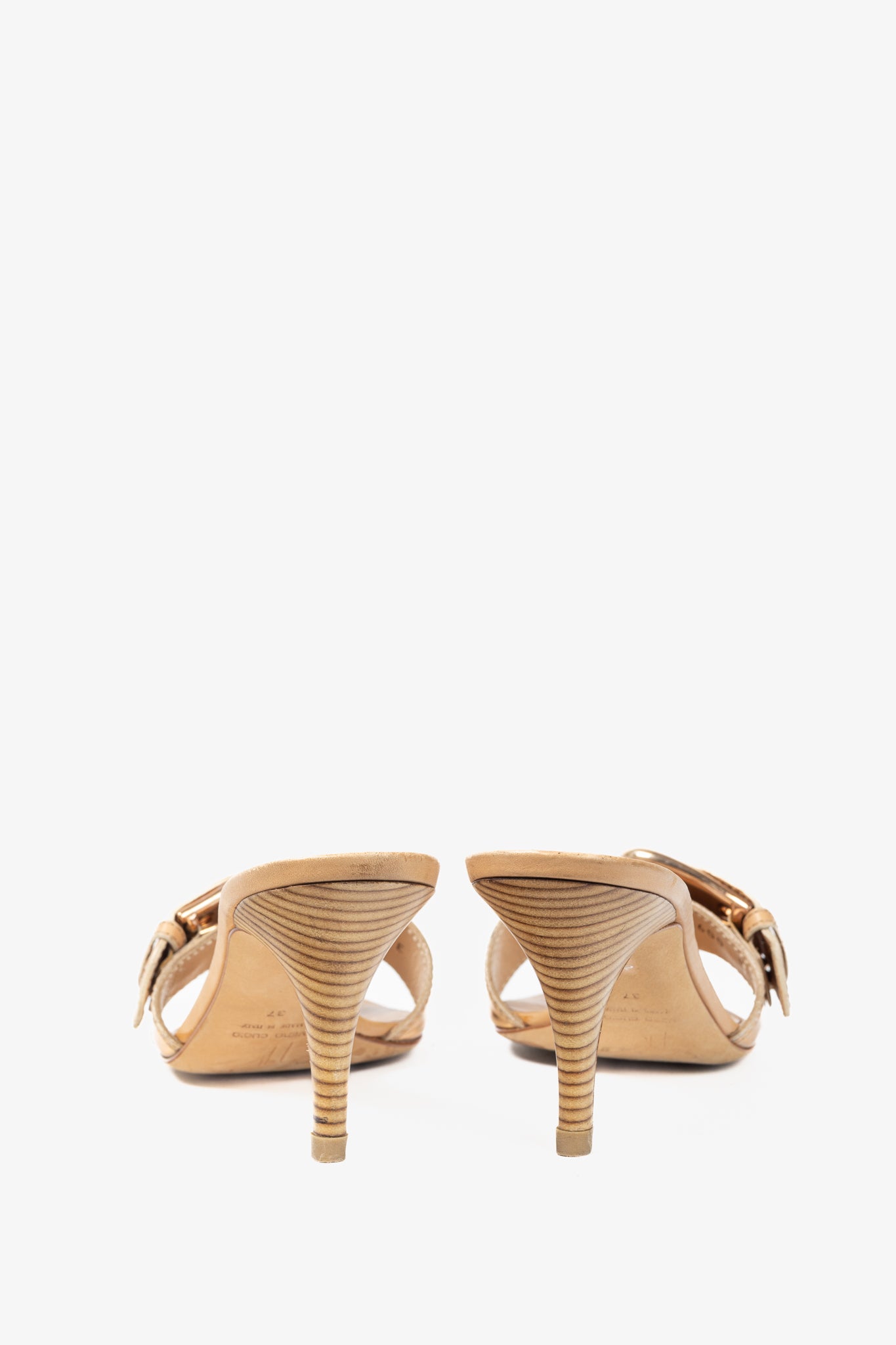 Giuseppe Zanotti Camel Leather Buckled Mule Sandals