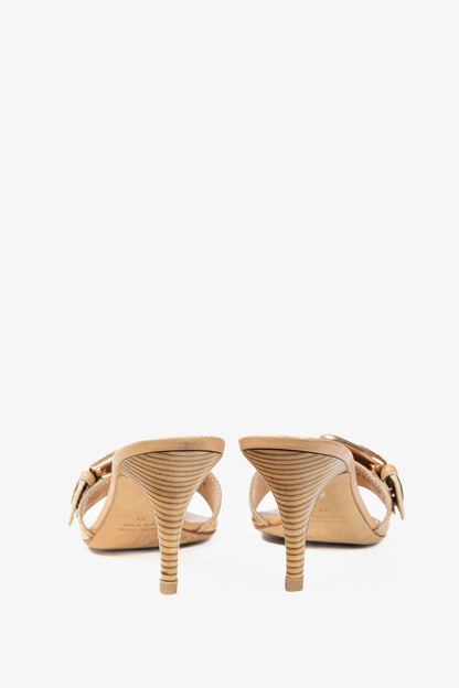 Giuseppe Zanotti Camel Leather Buckled Mule Sandals