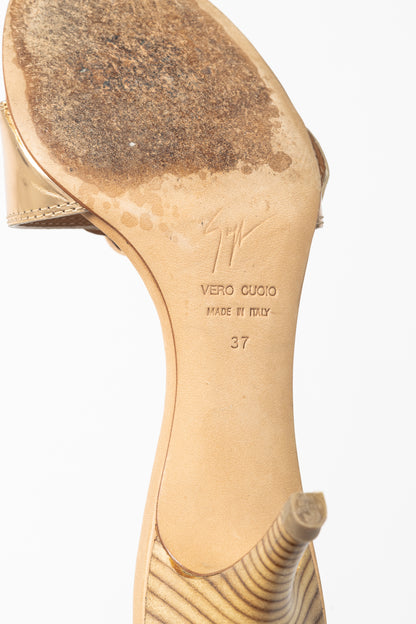 Giuseppe Zanotti Camel Leather Buckled Mule Sandals