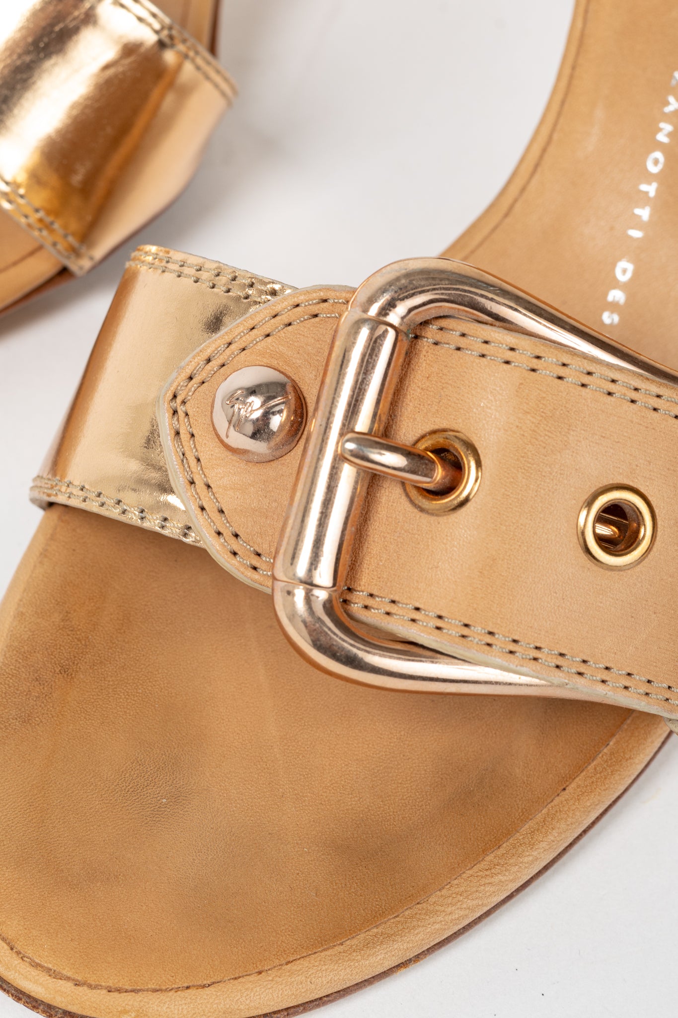 Giuseppe Zanotti Camel Leather Buckled Mule Sandals
