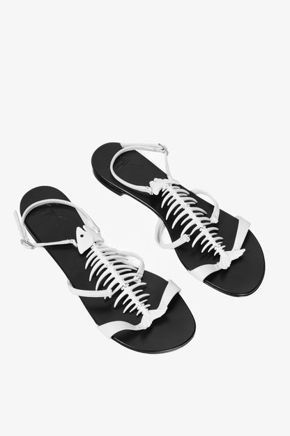 Giuseppe Zanotti White Fishbone Flat Sandals