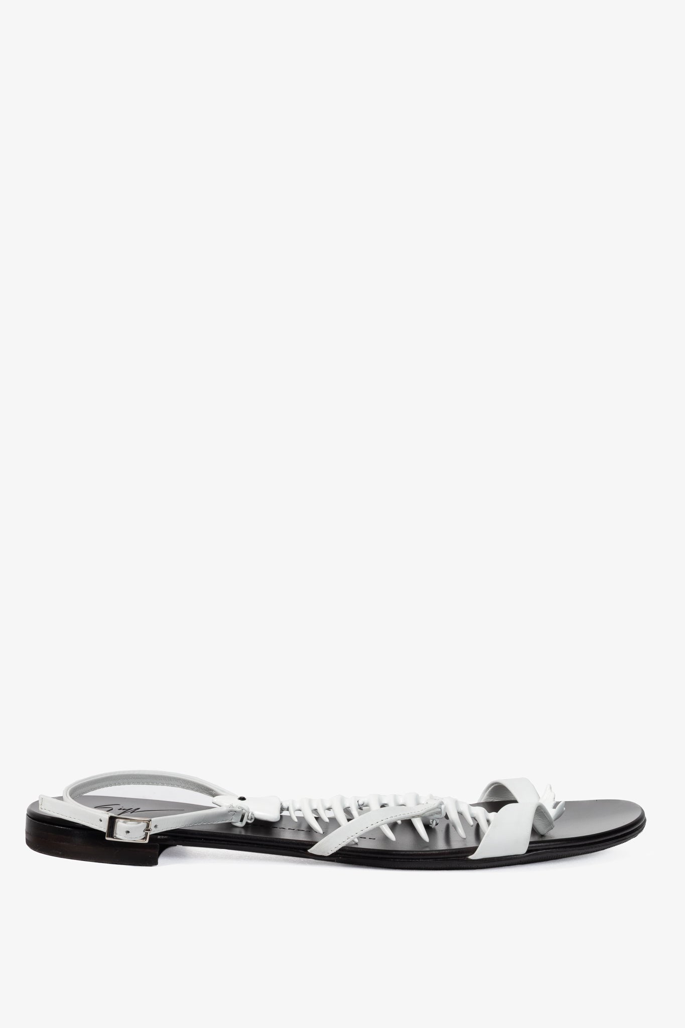 Giuseppe Zanotti White Fishbone Flat Sandals
