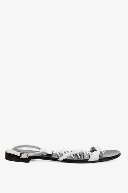 Giuseppe Zanotti White Fishbone Flat Sandals