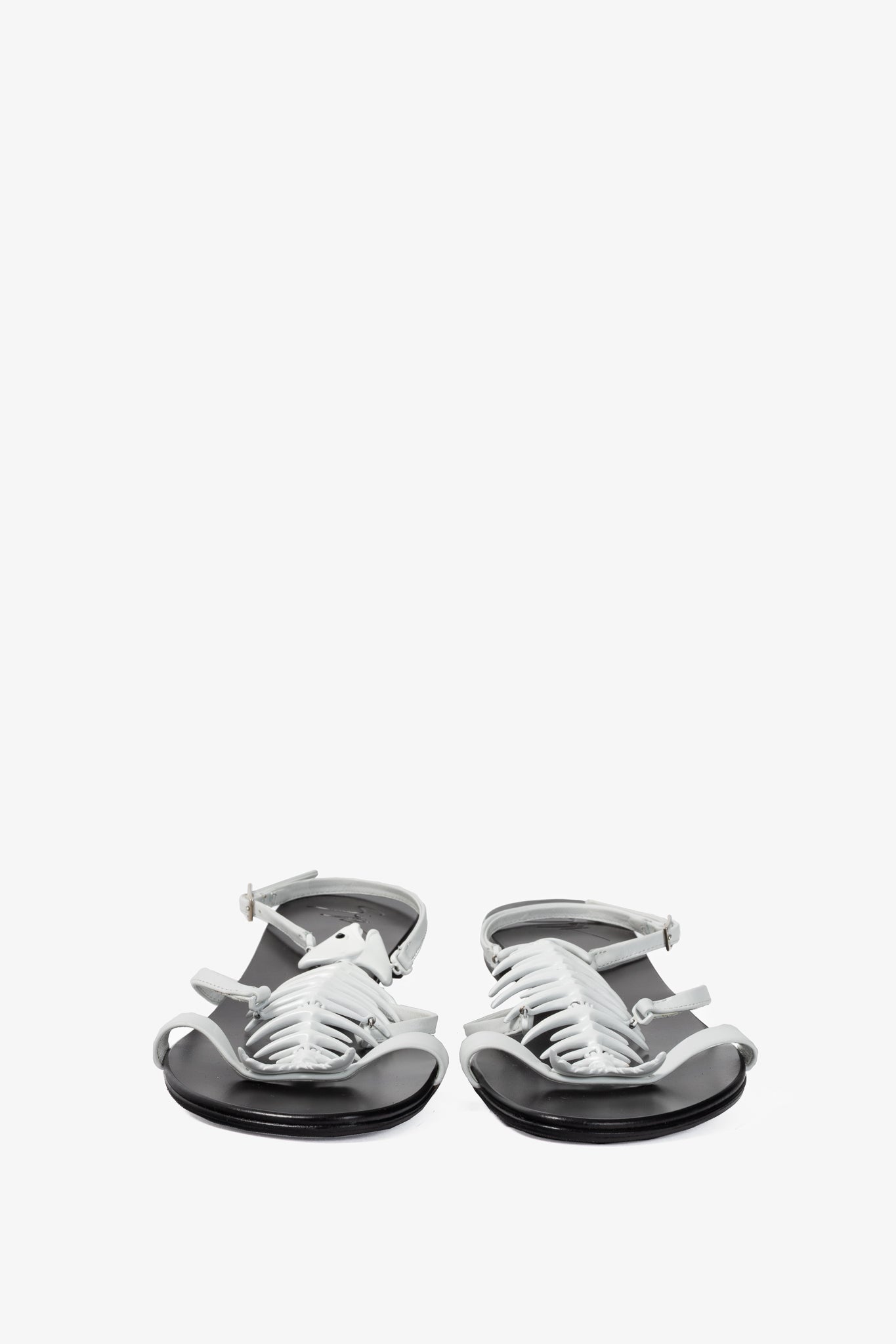 Giuseppe Zanotti White Fishbone Flat Sandals
