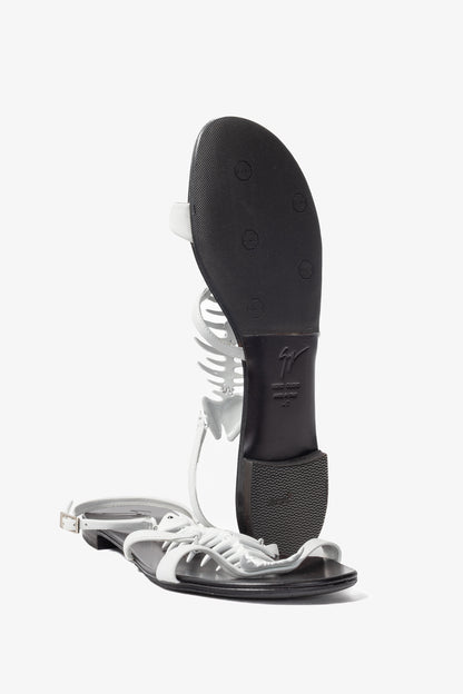 Giuseppe Zanotti White Fishbone Flat Sandals