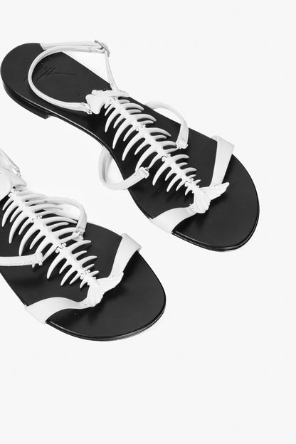 Giuseppe Zanotti White Fishbone Flat Sandals