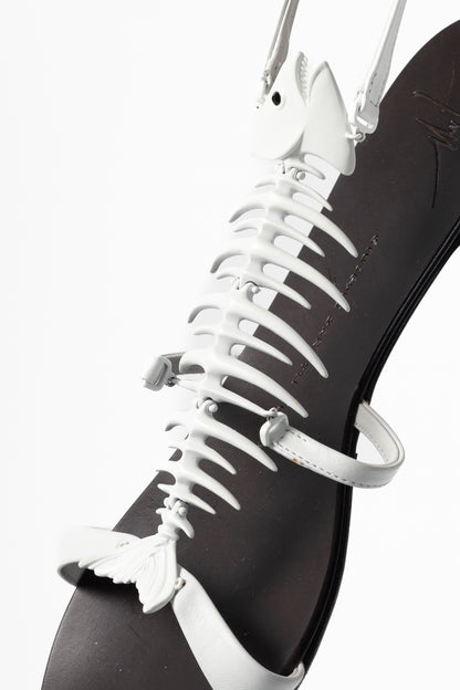 Giuseppe Zanotti White Fishbone Flat Sandals