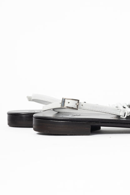 Giuseppe Zanotti White Fishbone Flat Sandals