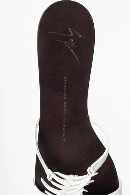 Giuseppe Zanotti White Fishbone Flat Sandals