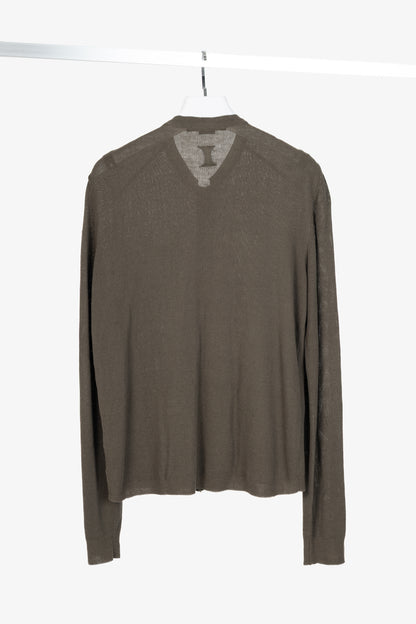 hannes roether Brown Cotton-Blend Pique-Knit Buttoned Top