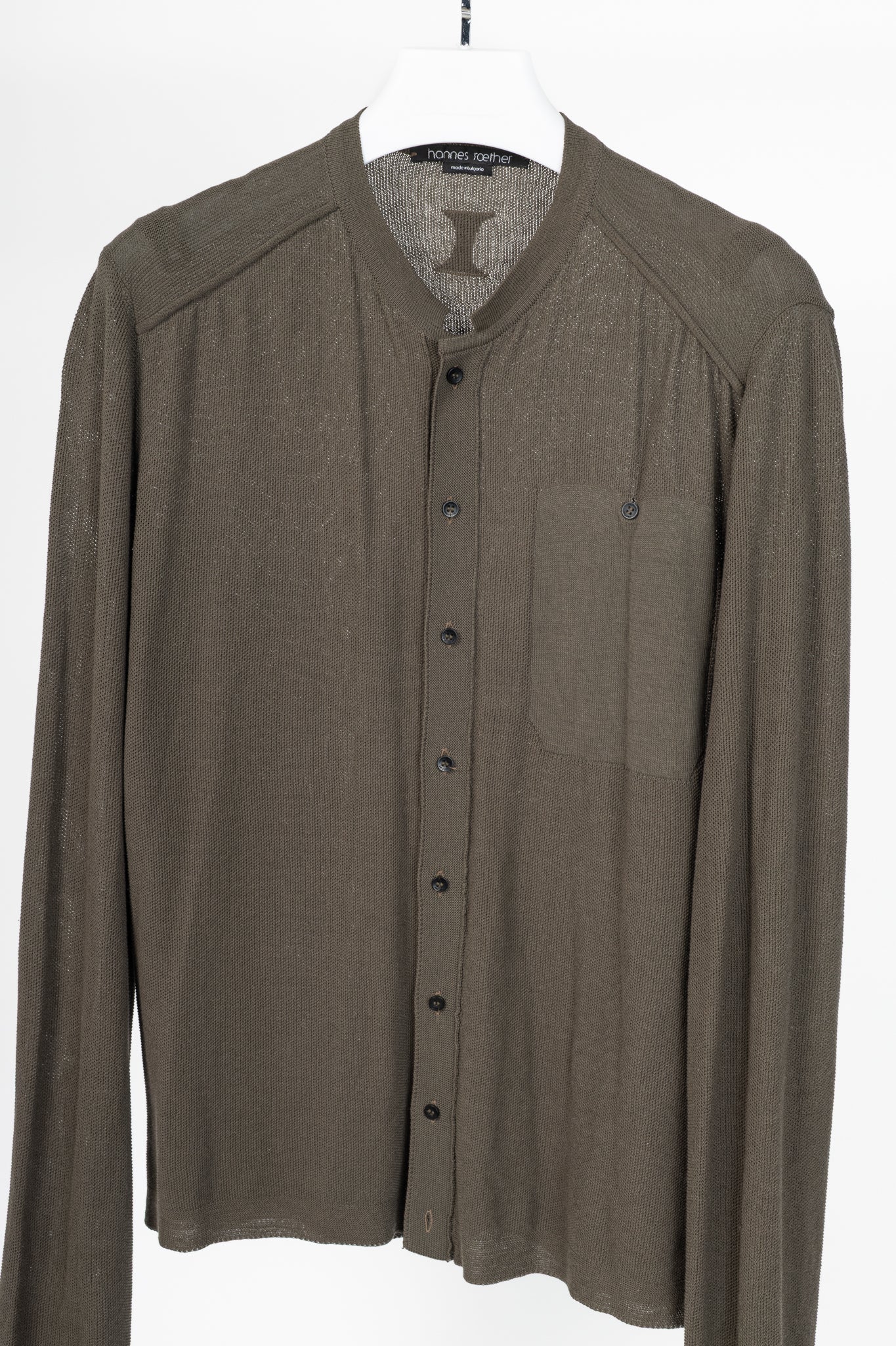 hannes roether Brown Cotton-Blend Pique-Knit Buttoned Top
