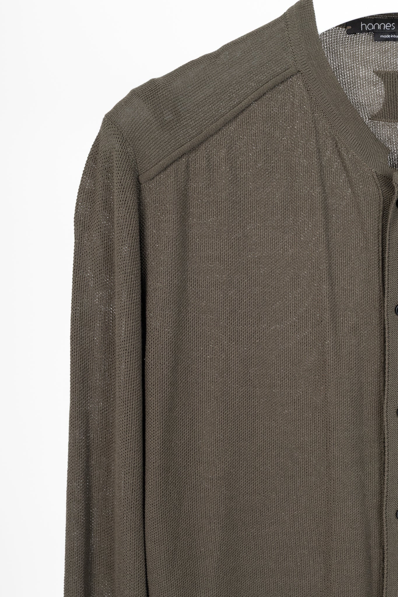 hannes roether Brown Cotton-Blend Pique-Knit Buttoned Top