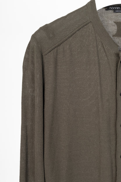 hannes roether Brown Cotton-Blend Pique-Knit Buttoned Top