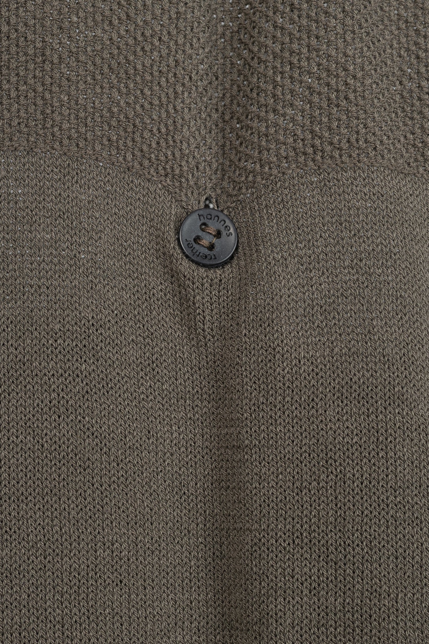 hannes roether Brown Cotton-Blend Pique-Knit Buttoned Top