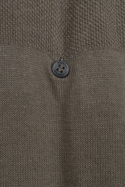 hannes roether Brown Cotton-Blend Pique-Knit Buttoned Top