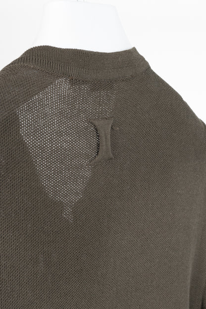 hannes roether Brown Cotton-Blend Pique-Knit Buttoned Top