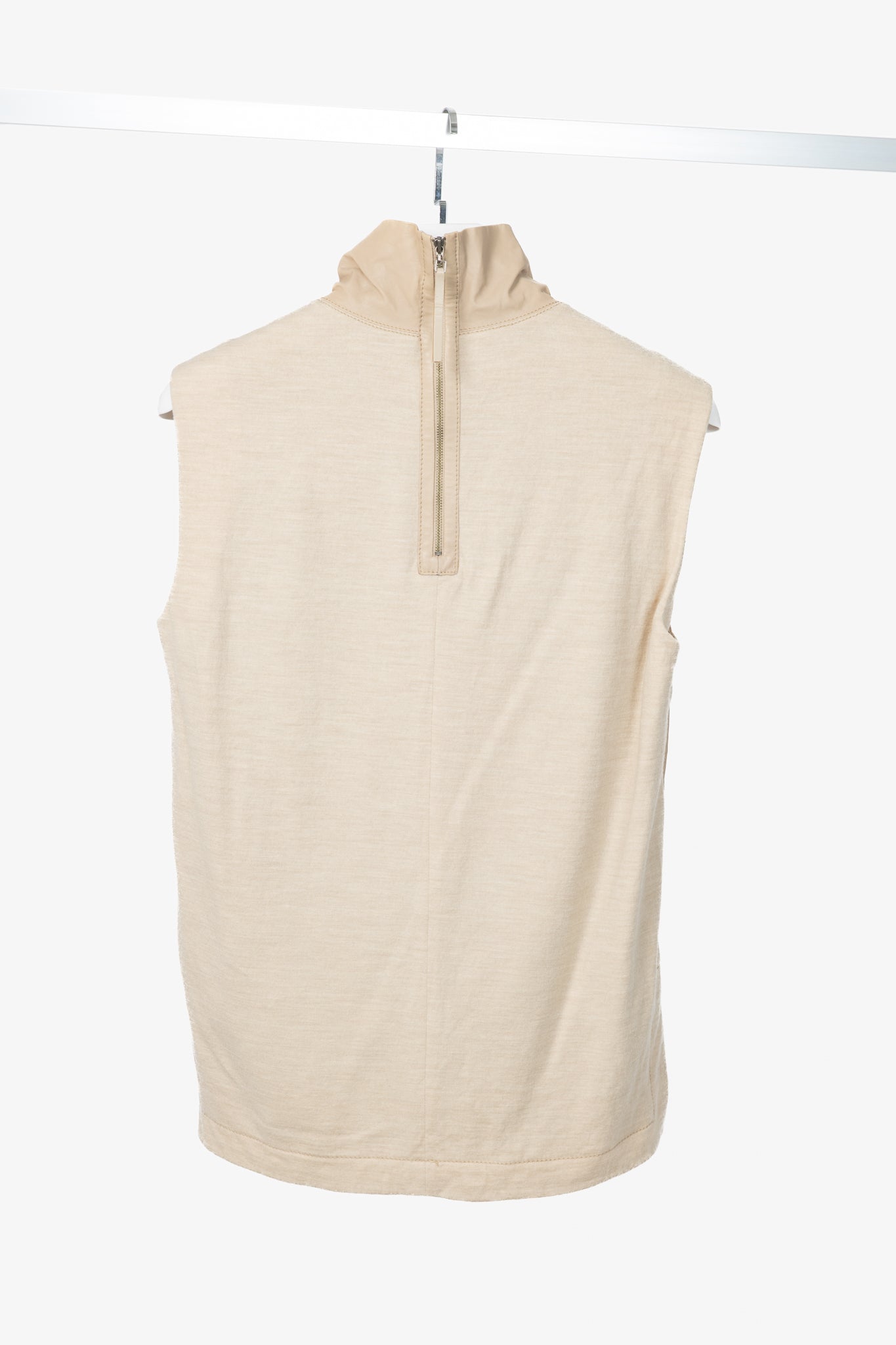 Helmut Lang AW14 Beige Tilt Leather High-Neck Top