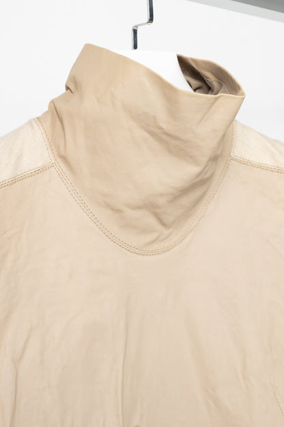 Helmut Lang AW14 Beige Tilt Leather High-Neck Top