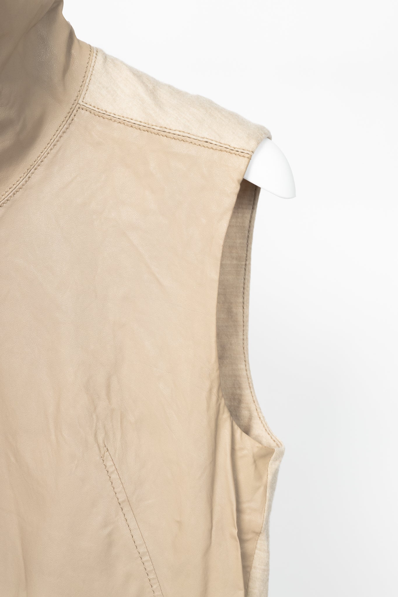 Helmut Lang AW14 Beige Tilt Leather High-Neck Top