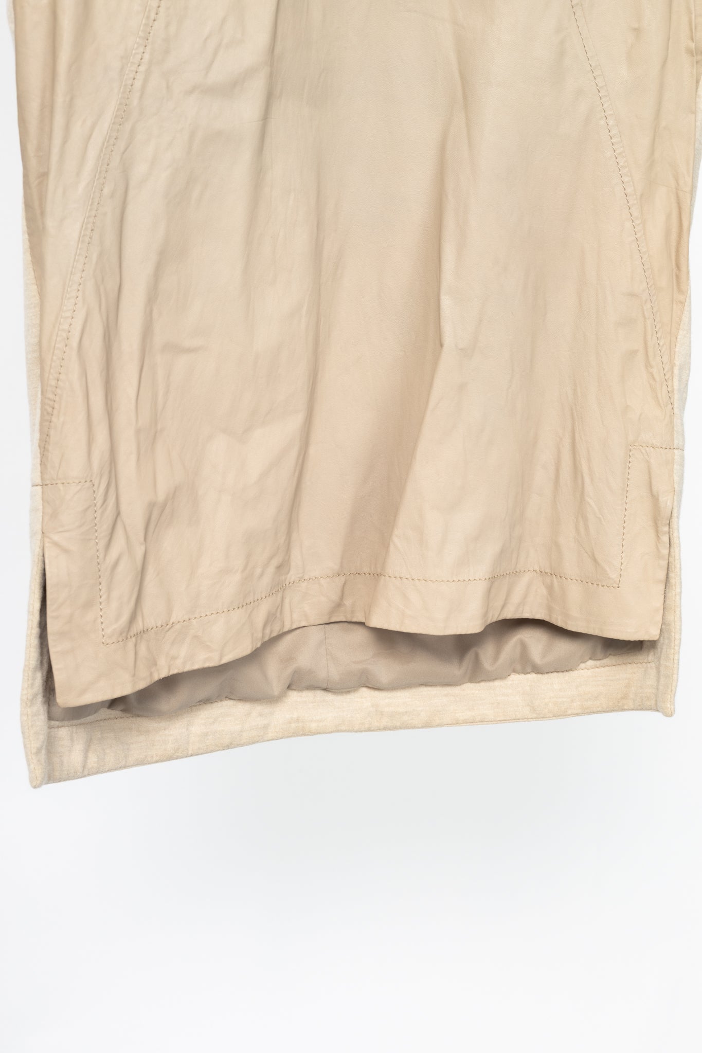 Helmut Lang AW14 Beige Tilt Leather High-Neck Top