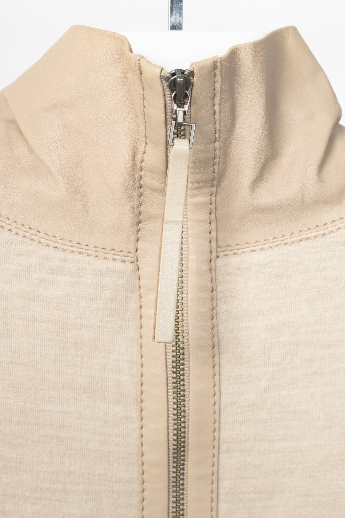 Helmut Lang AW14 Beige Tilt Leather High-Neck Top