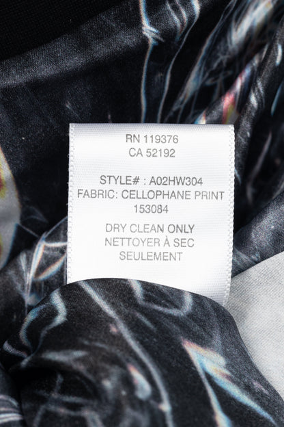 Helmut Lang "Washed Black" Cellophane-Print Stretch-Silk Knee-Length Skirt