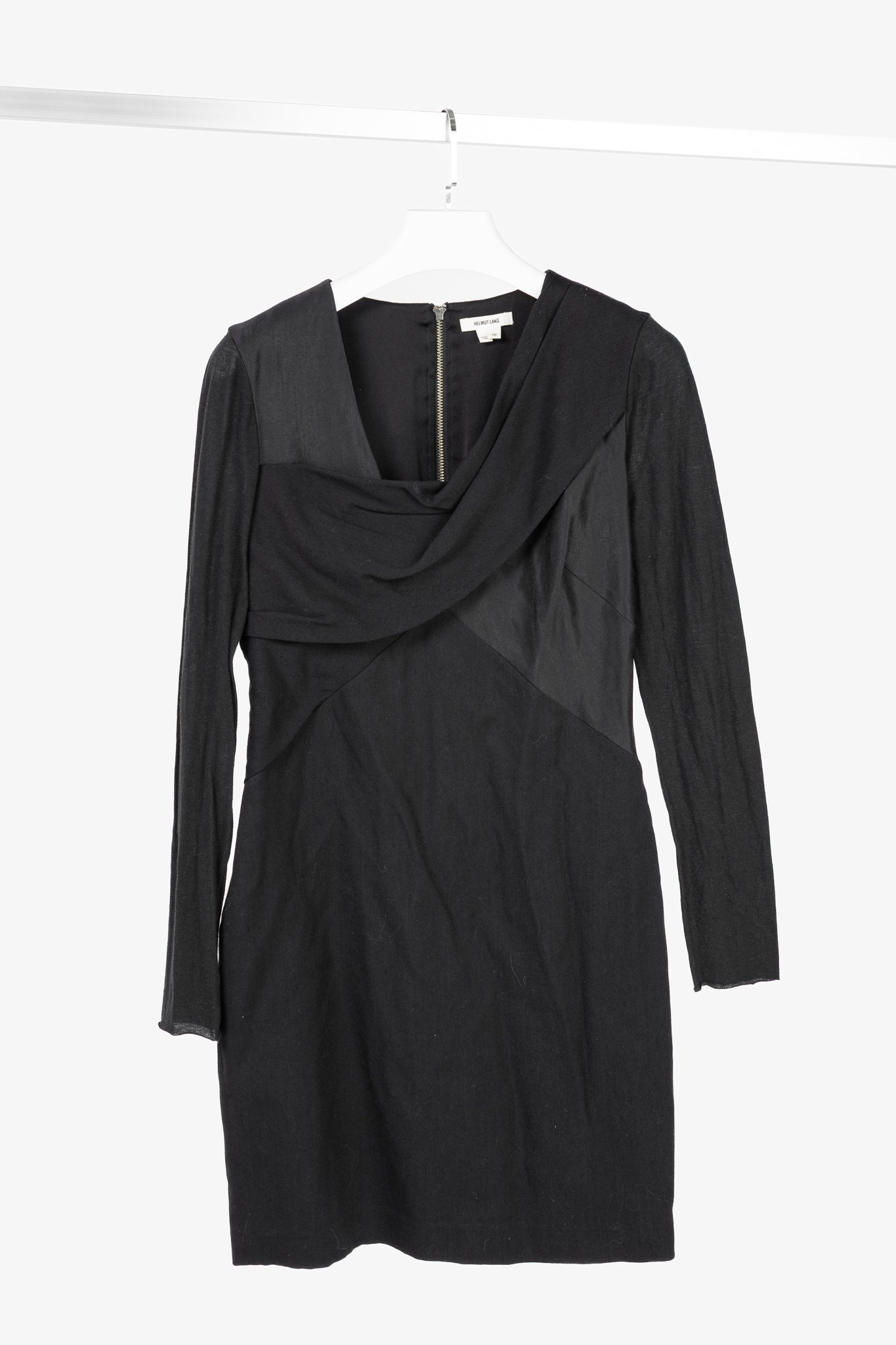 Helmut Lang Black Nexus Wool Knee-Length Dress